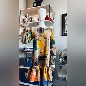 BUSAYO FUMI DRESS • MULTI COLOR/TIE DYE SHIFT DRESS • Small